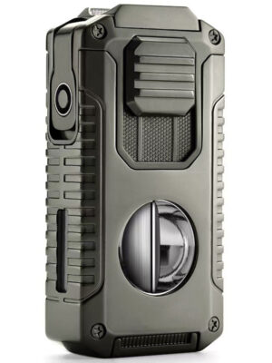 5-in-1 Windproof Metal Lighter with Cigar Cutter & Punch – Premium Multi-Tool Lighter in Gift Box