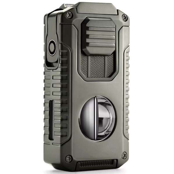 5-in-1 Windproof Metal Lighter with Cigar Cutter & Punch – Premium Multi-Tool Lighter in Gift Box