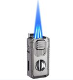 5-in-1 Windproof Metal Lighter with Cigar Cutter & Punch – Premium Multi-Tool Lighter in Gift Box