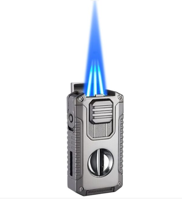 5-in-1 Windproof Metal Lighter with Cigar Cutter & Punch – Premium Multi-Tool Lighter in Gift Box